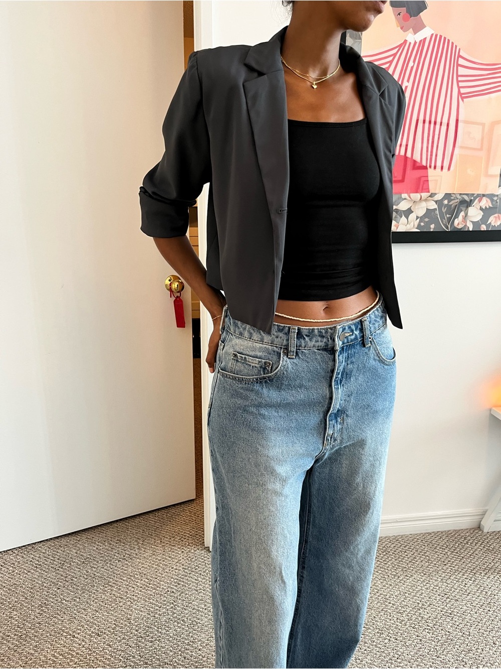 Cropped gray oversized blazer M